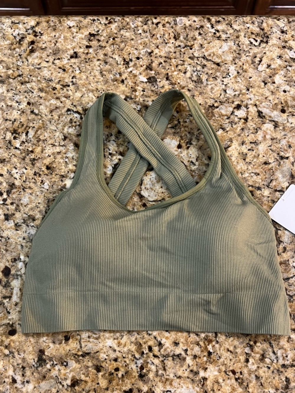 New - Athleta Ribbed Aurora Scoop D-DD Sports Bra in Olive Green | Mult Sizes - Picture 3 of 9